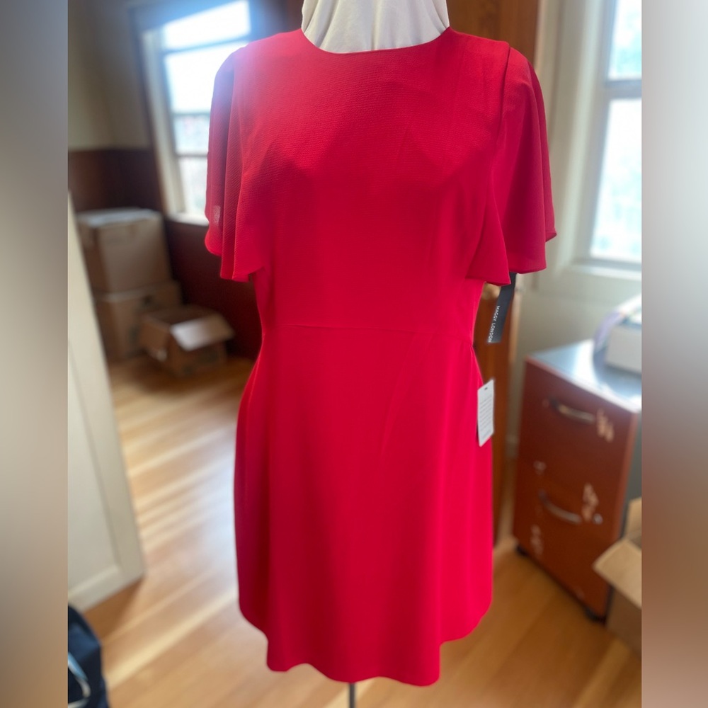 Maggy London Red Flutter Sleeve Dress